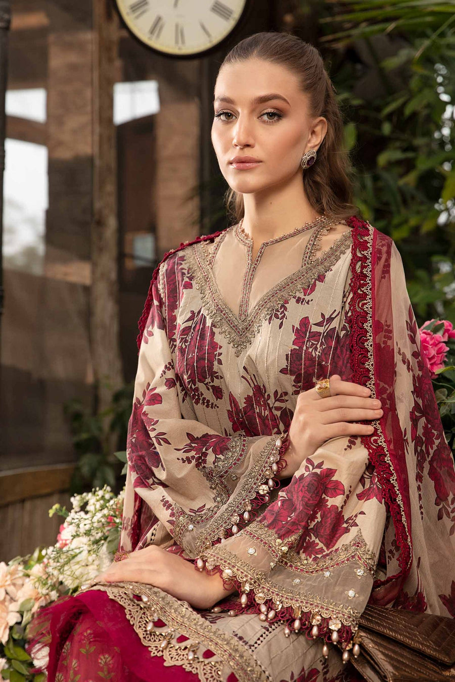 Maria.B M.Prints Unstitched Embroidered Lawn 3Pc Suit MPT-2110-A