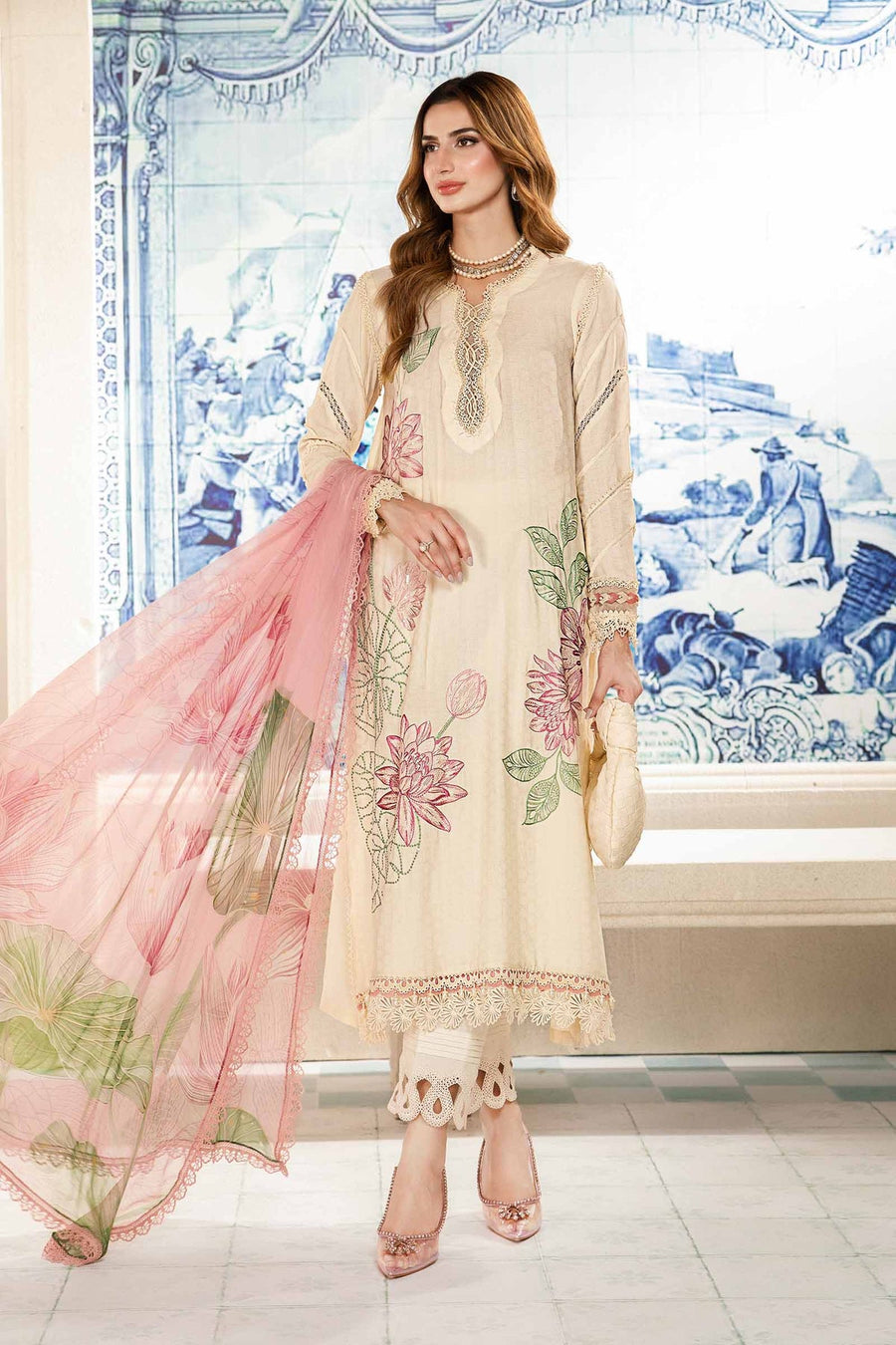 Maria.B MPrints Embroidered Lawn Unstitched 3Pc Suit MPT-2001-A