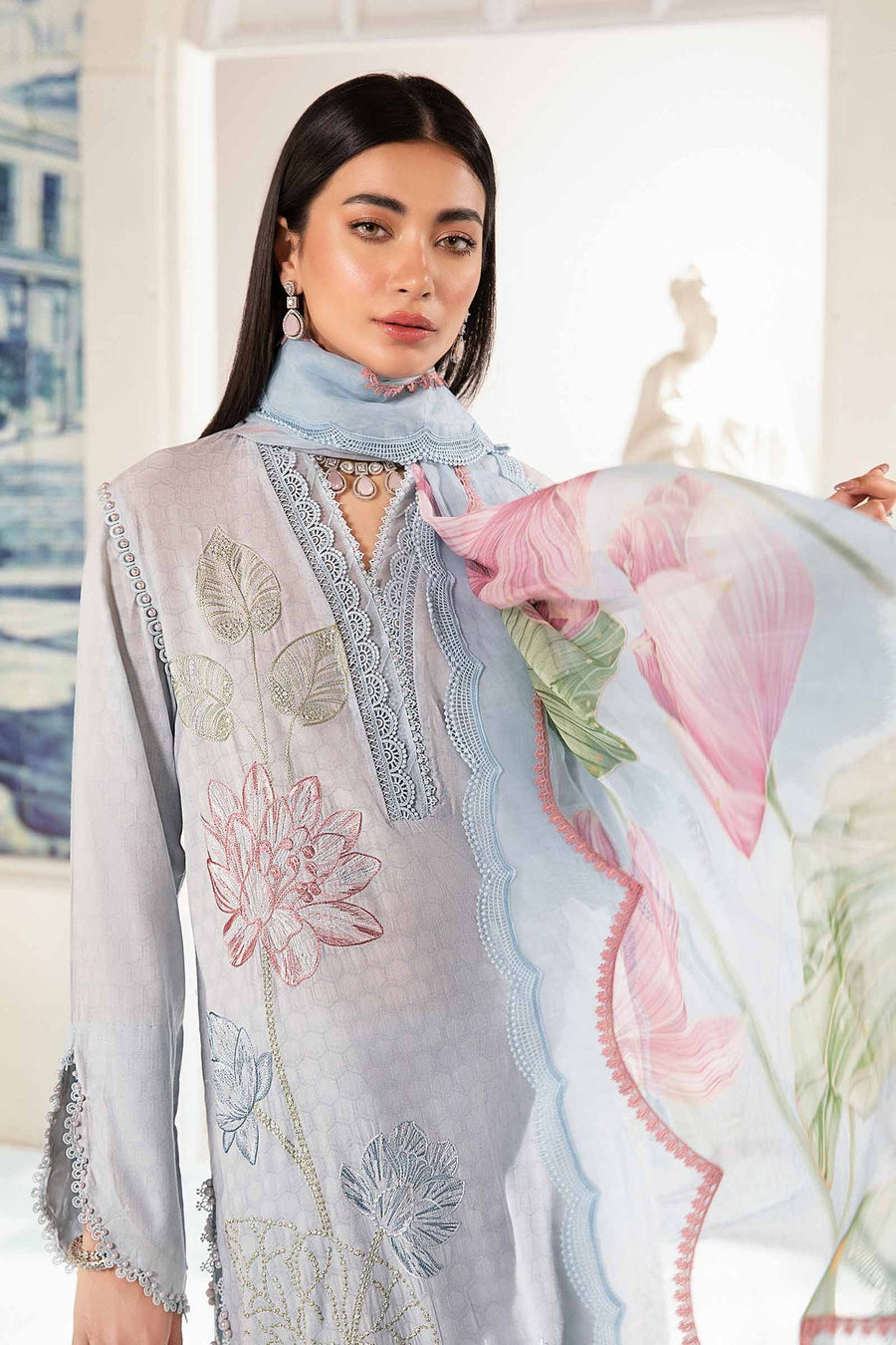 Maria.B MPrints Embroidered Lawn Unstitched 3Pc Suit MPT-2001-B