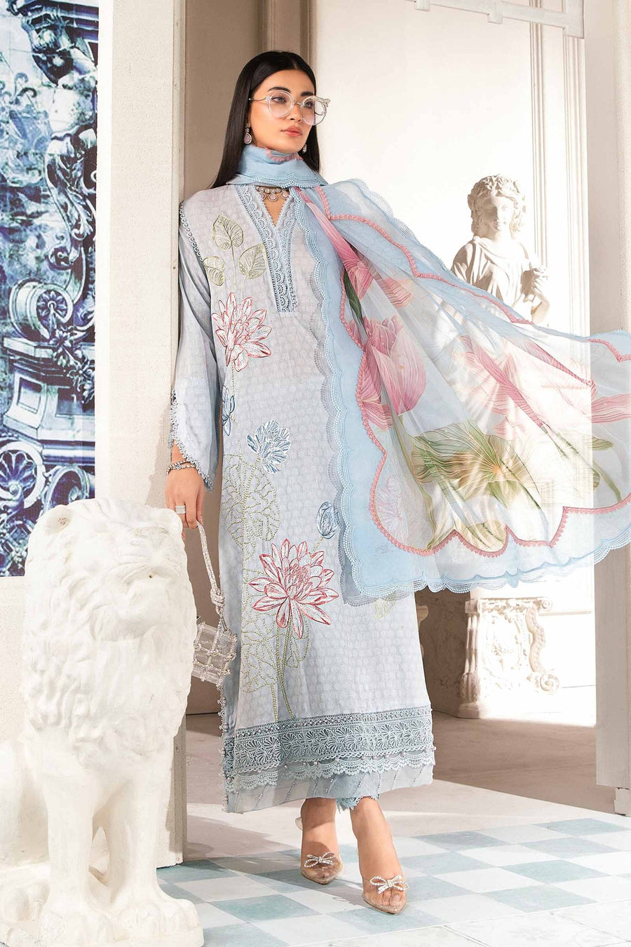 Maria.B MPrints Embroidered Lawn Unstitched 3Pc Suit MPT-2001-B