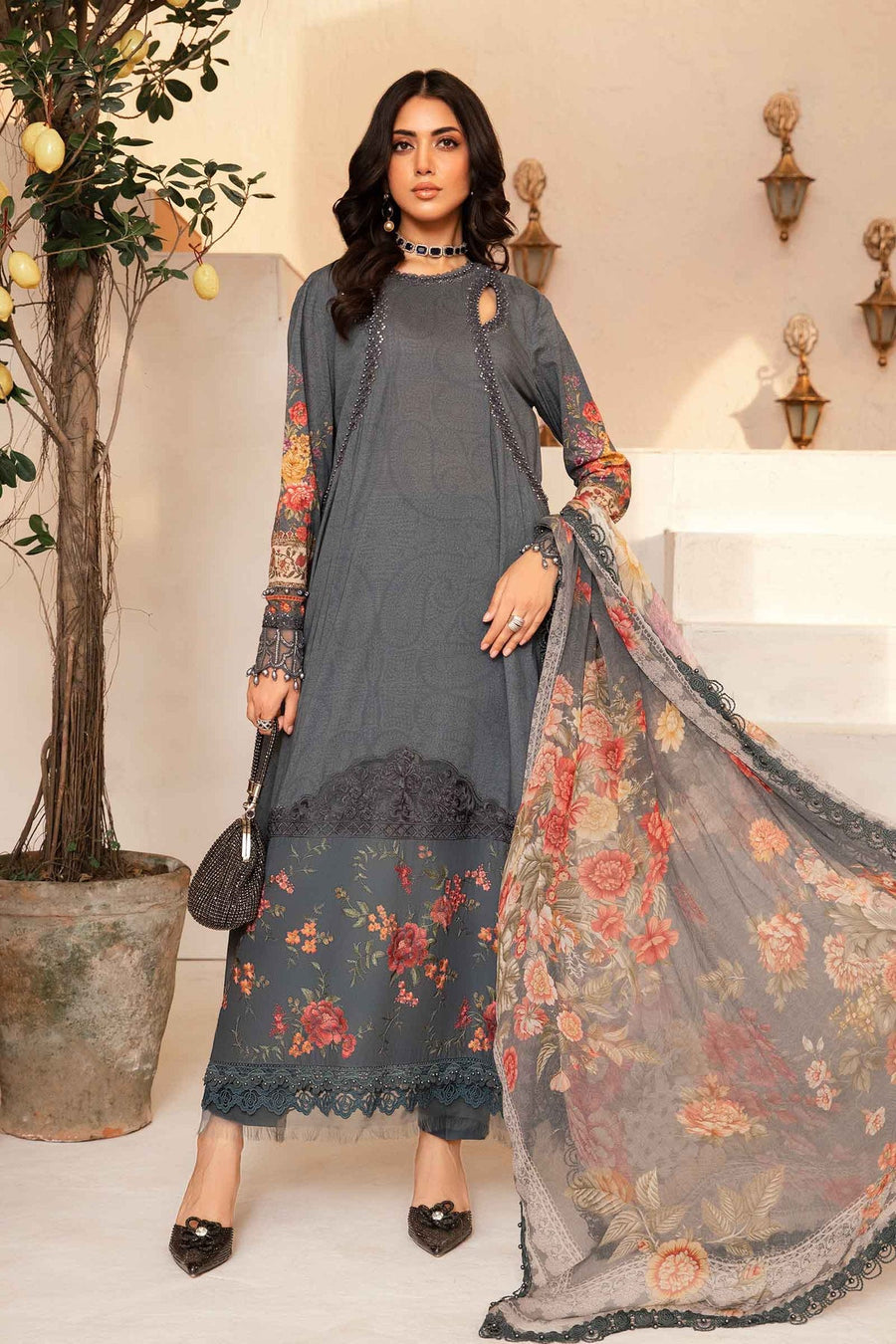 Maria.B MPrints Embroidered Lawn Unstitched 3Pc Suit MPT-2002-B