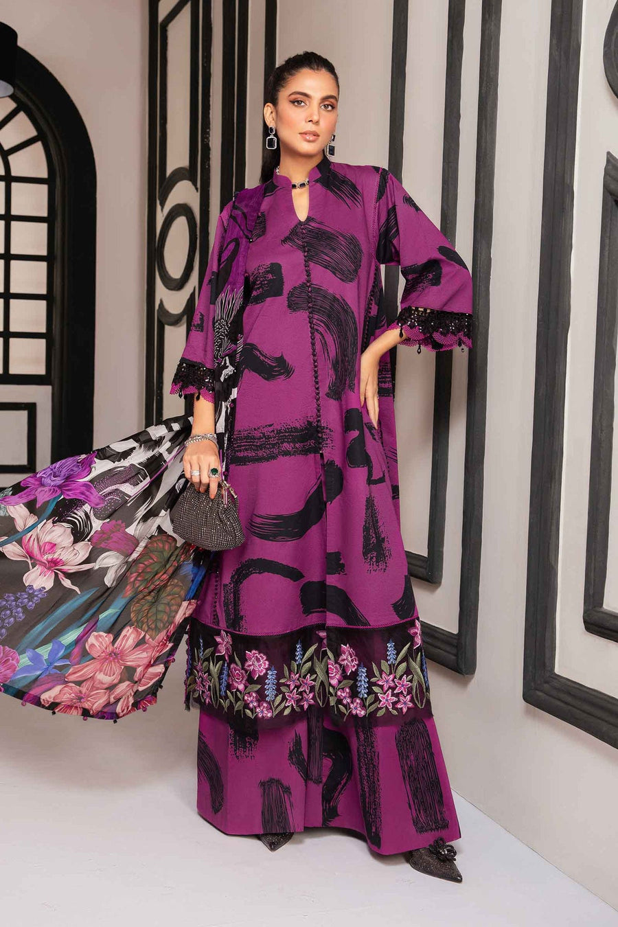 Maria.B MPrints Embroidered Lawn Unstitched 3Pc Suit MPT-2005-B