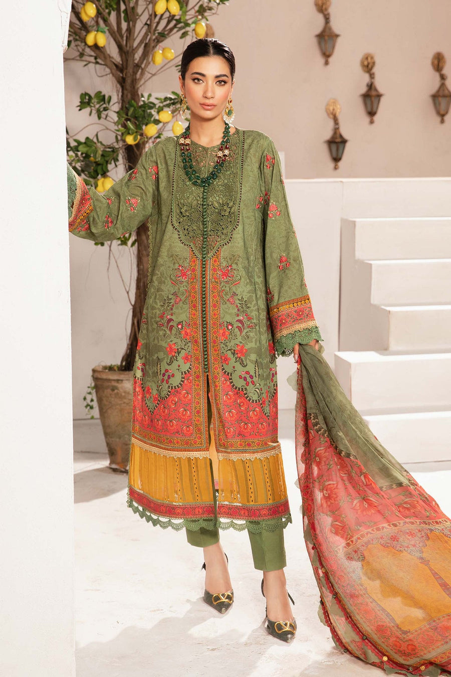 Maria.B MPrints Embroidered Lawn Unstitched 3Pc Suit MPT-2006-A