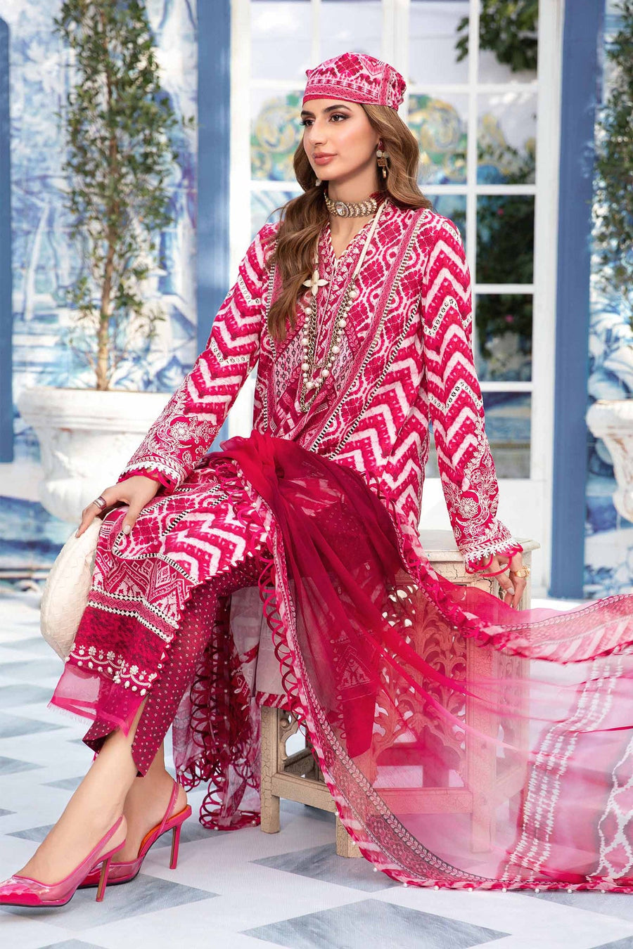 Maria.B MPrints Embroidered Lawn Unstitched 3Pc Suit MPT-2008-A