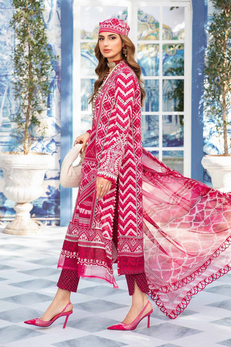 Maria.B MPrints Embroidered Lawn Unstitched 3Pc Suit MPT-2008-A