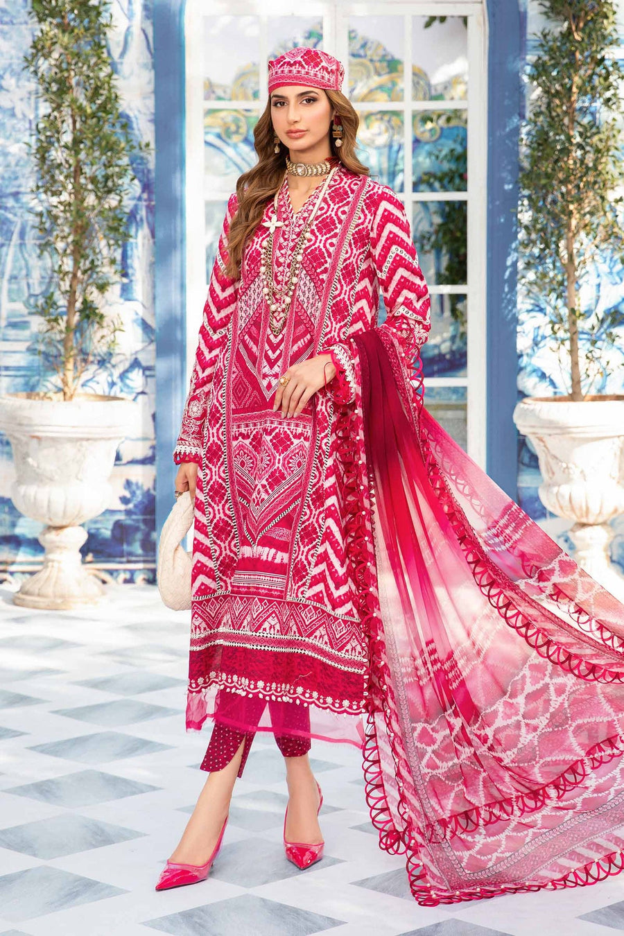 Maria.B MPrints Embroidered Lawn Unstitched 3Pc Suit MPT-2008-A