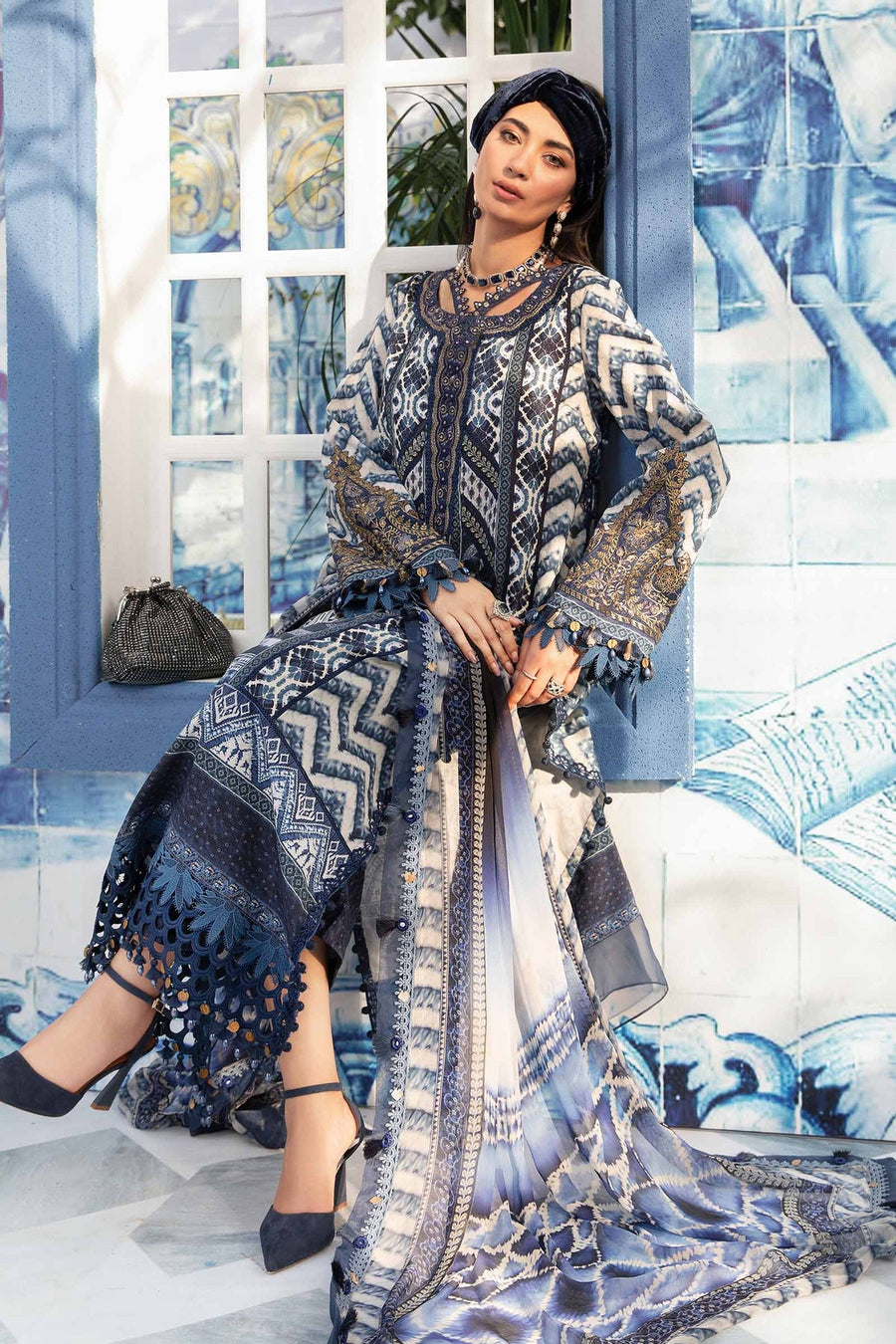 Maria.B MPrints Embroidered Lawn Unstitched 3Pc Suit MPT-2008-B