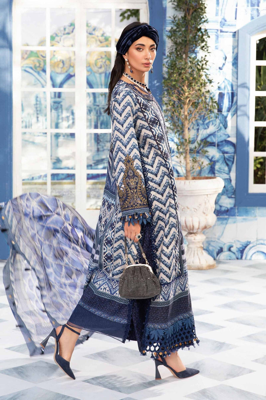 Maria.B MPrints Embroidered Lawn Unstitched 3Pc Suit MPT-2008-B