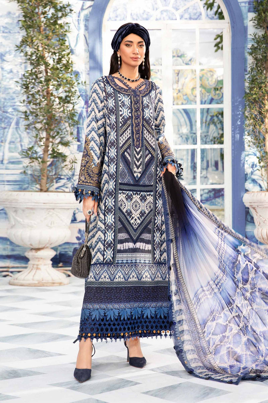 Maria.B MPrints Embroidered Lawn Unstitched 3Pc Suit MPT-2008-B