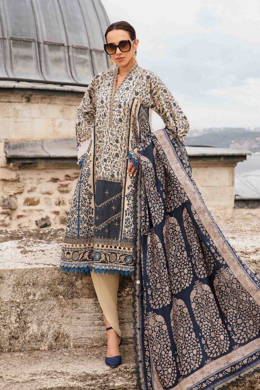 Maria.B MPrints Unstitched Printed Cambric 3Pc Suit MPT-2302-A