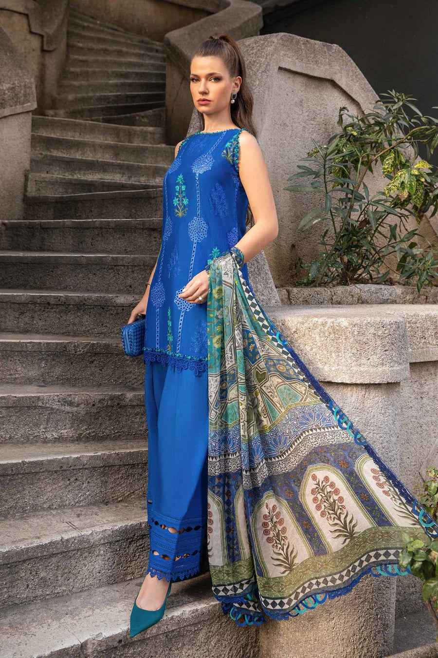 Maria.B MPrints Unstitched Printed Cambric 3Pc Suit MPT-2303-A