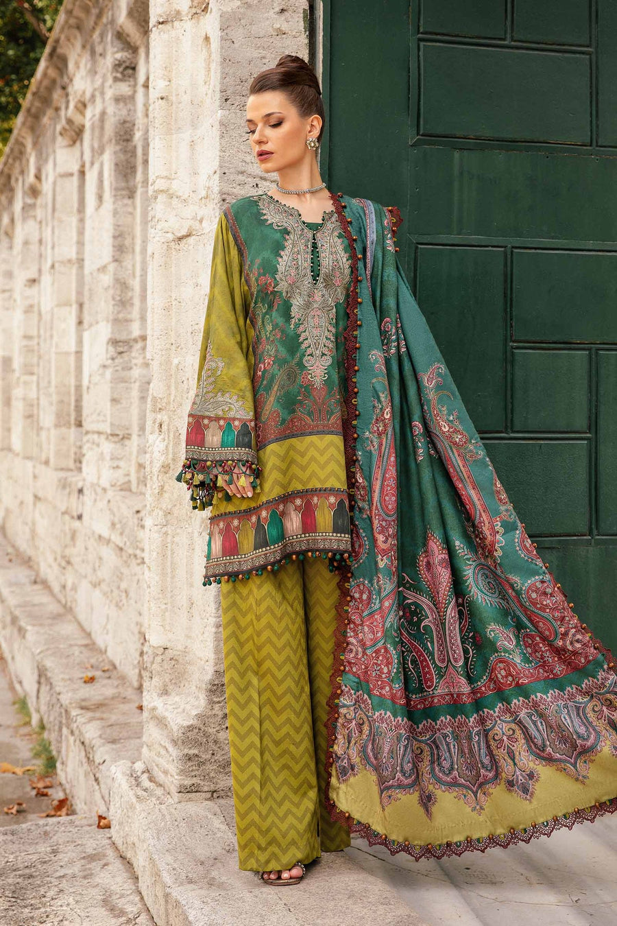 Maria.B MPrints Unstitched Printed Linen 3Pc Suit MPT-2305-A