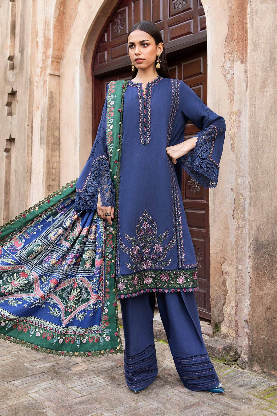 Maria.B M.Prints Embroidered Linen Unstitched 3Pc Suit MPT-2405-A