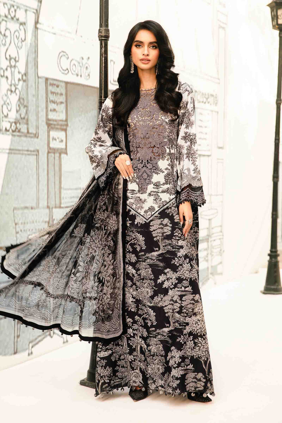 Maria.B MPrints Embroidered Lawn Unstitched 3Pc Suit MPT-2608-B