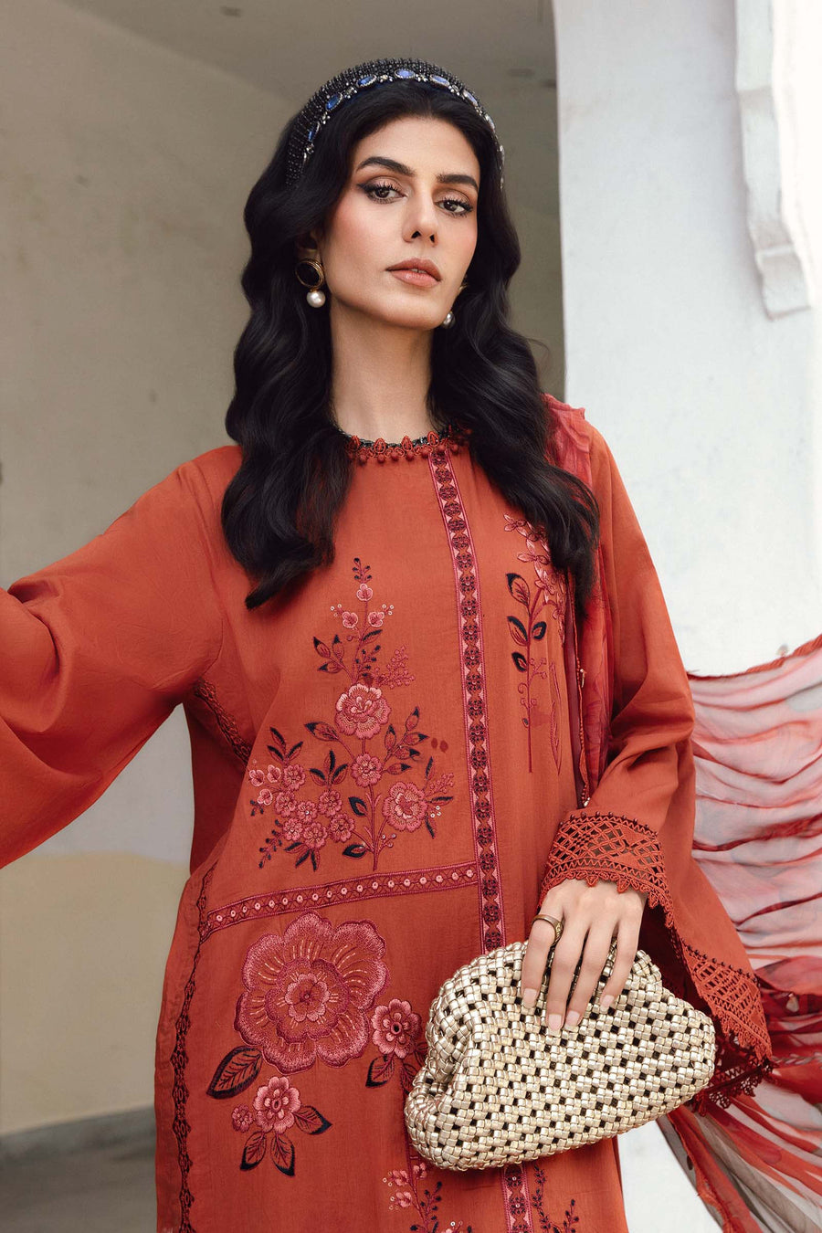 Maria.B MPrints Embroidered Cambric Unstitched 3Pc Suit MPT-2701-B