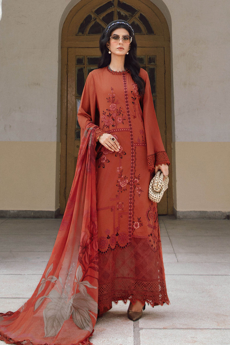 Maria.B MPrints Embroidered Cambric Unstitched 3Pc Suit MPT-2701-B