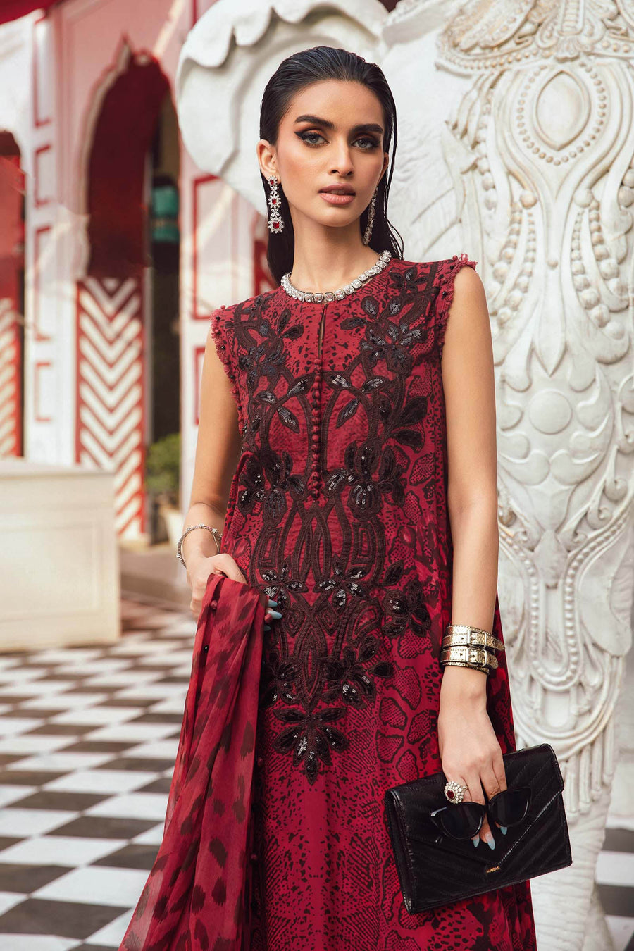 Maria.B MPrints Embroidered Linen Unstitched 3Pc Suit MPT-2702-A