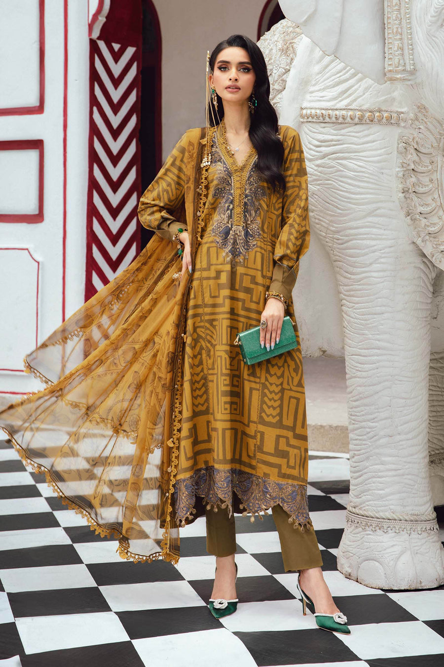 Maria.B MPrints Embroidered Cambric Unstitched 3Pc Suit MPT-2703-A