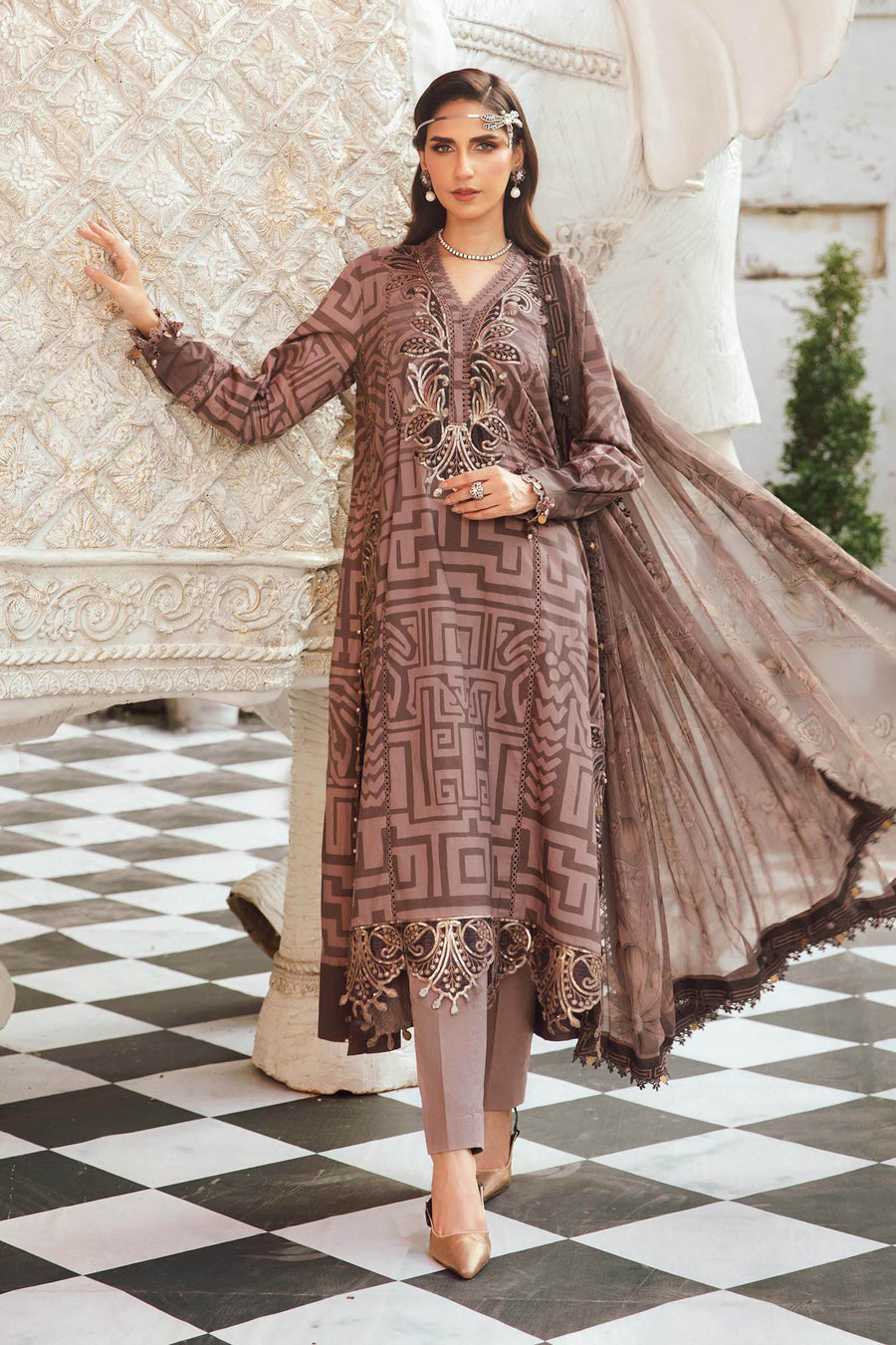 Maria.B MPrints Embroidered Cambric Unstitched 3Pc Suit MPT-2703-B