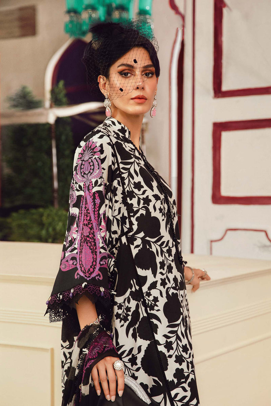 Maria.B MPrints Embroidered Cambric Unstitched 3Pc Suit MPT-2704-B
