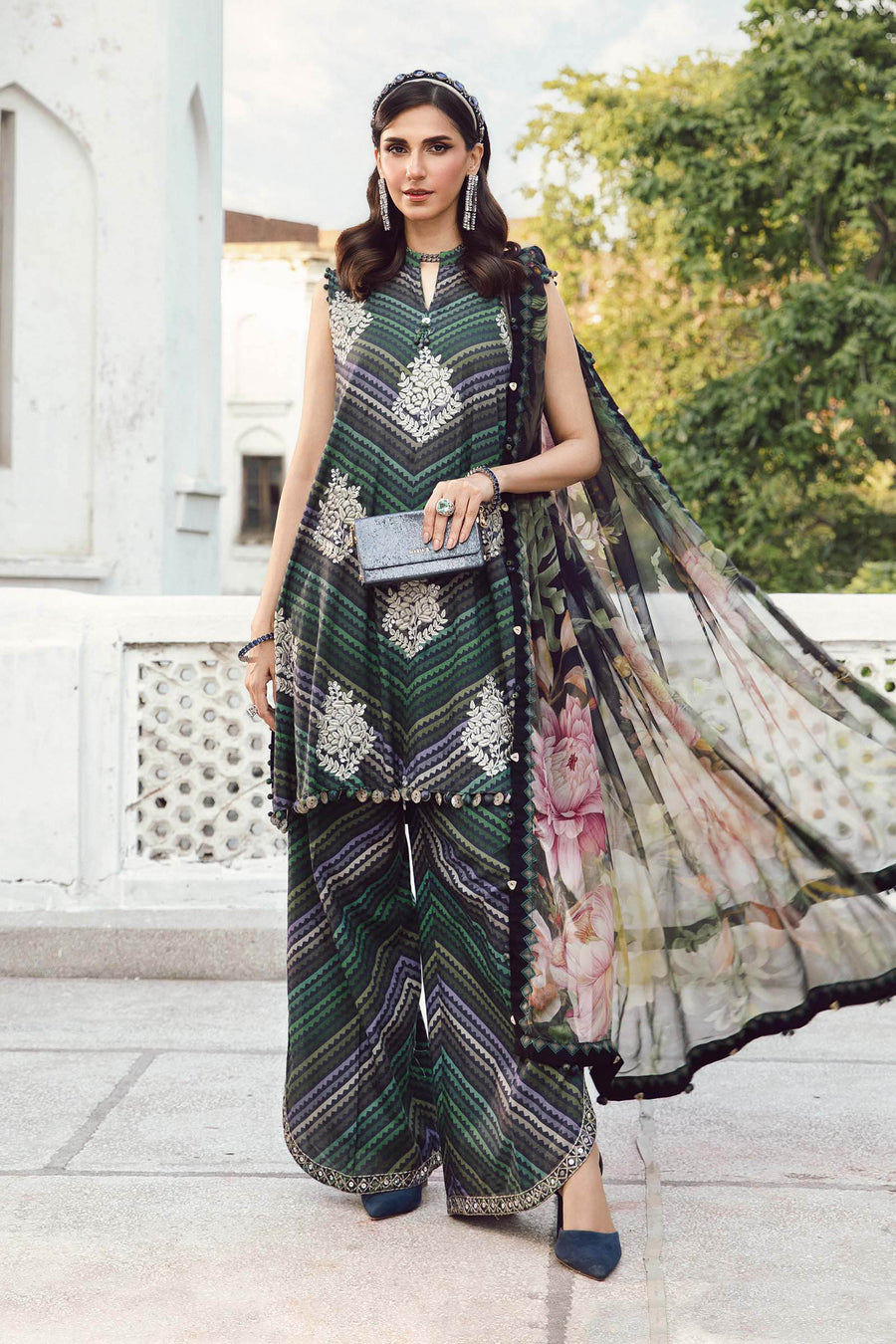 Maria.B MPrints Embroidered Cambric Unstitched 3Pc Suit MPT-2705-A