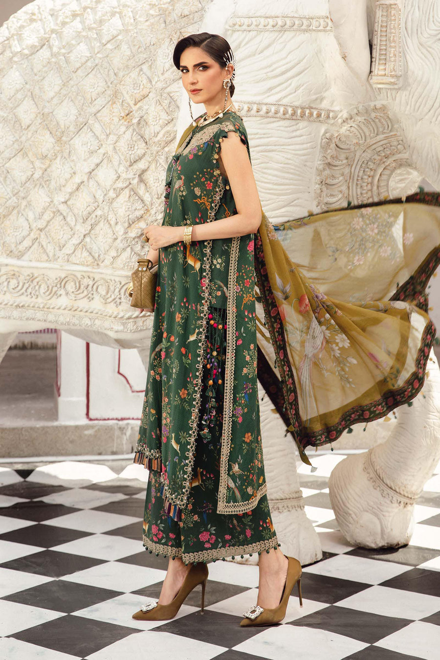 Maria.B MPrints Embroidered Linen Unstitched 3Pc Suit MPT-2707-B