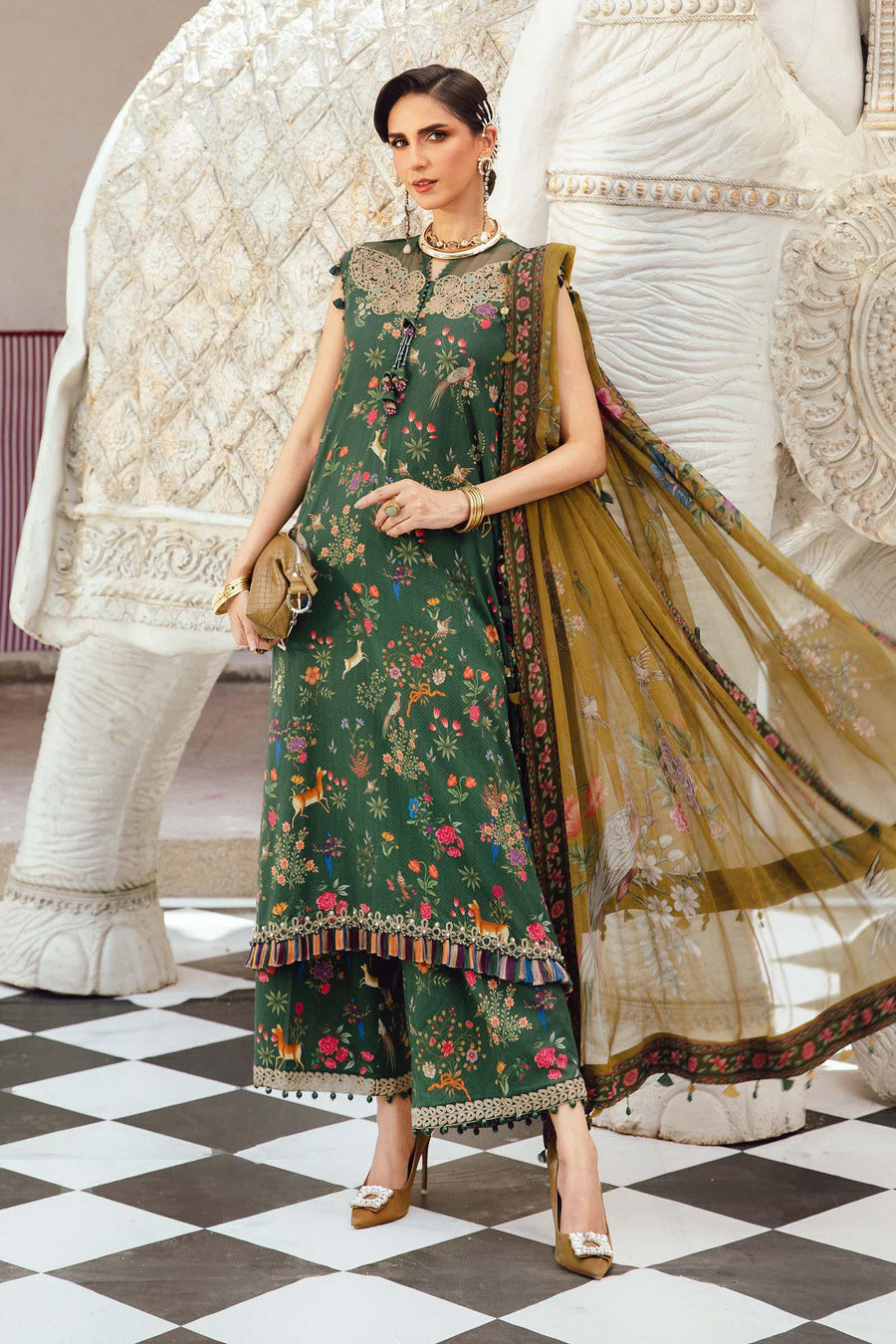 Maria.B MPrints Embroidered Linen Unstitched 3Pc Suit MPT-2707-B
