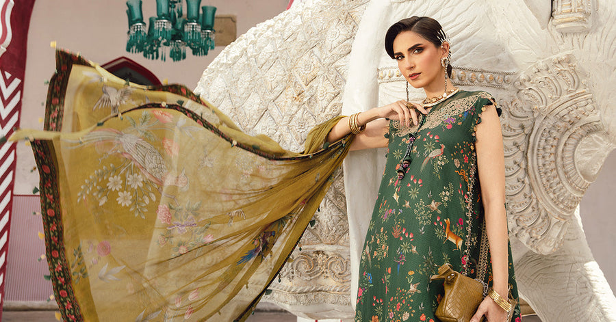 Maria.B MPrints Embroidered Linen Unstitched 3Pc Suit MPT-2707-B
