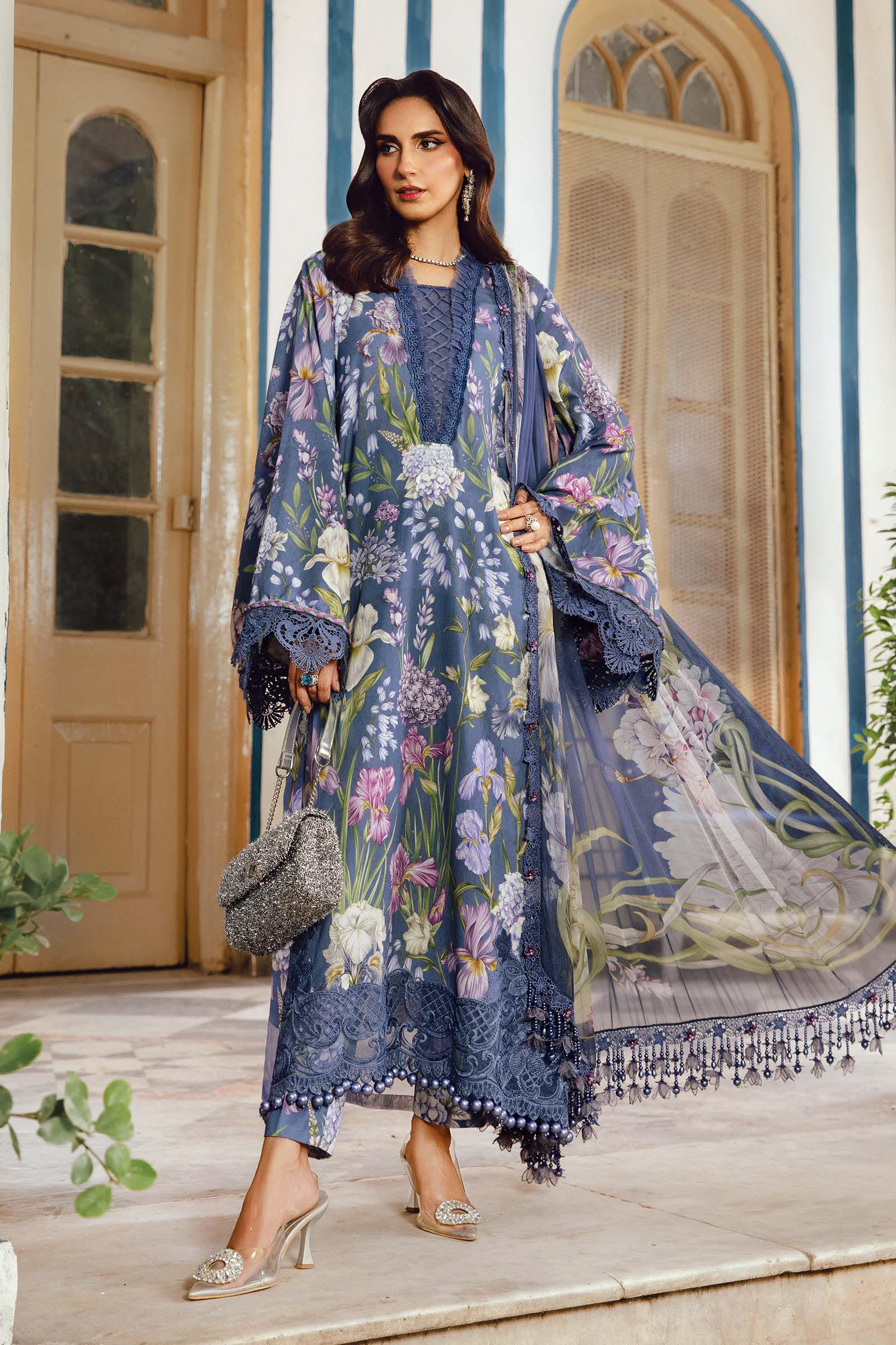 Maria.B MPrints Embroidered Cambric Unstitched 3Pc Suit MPT-2708-B