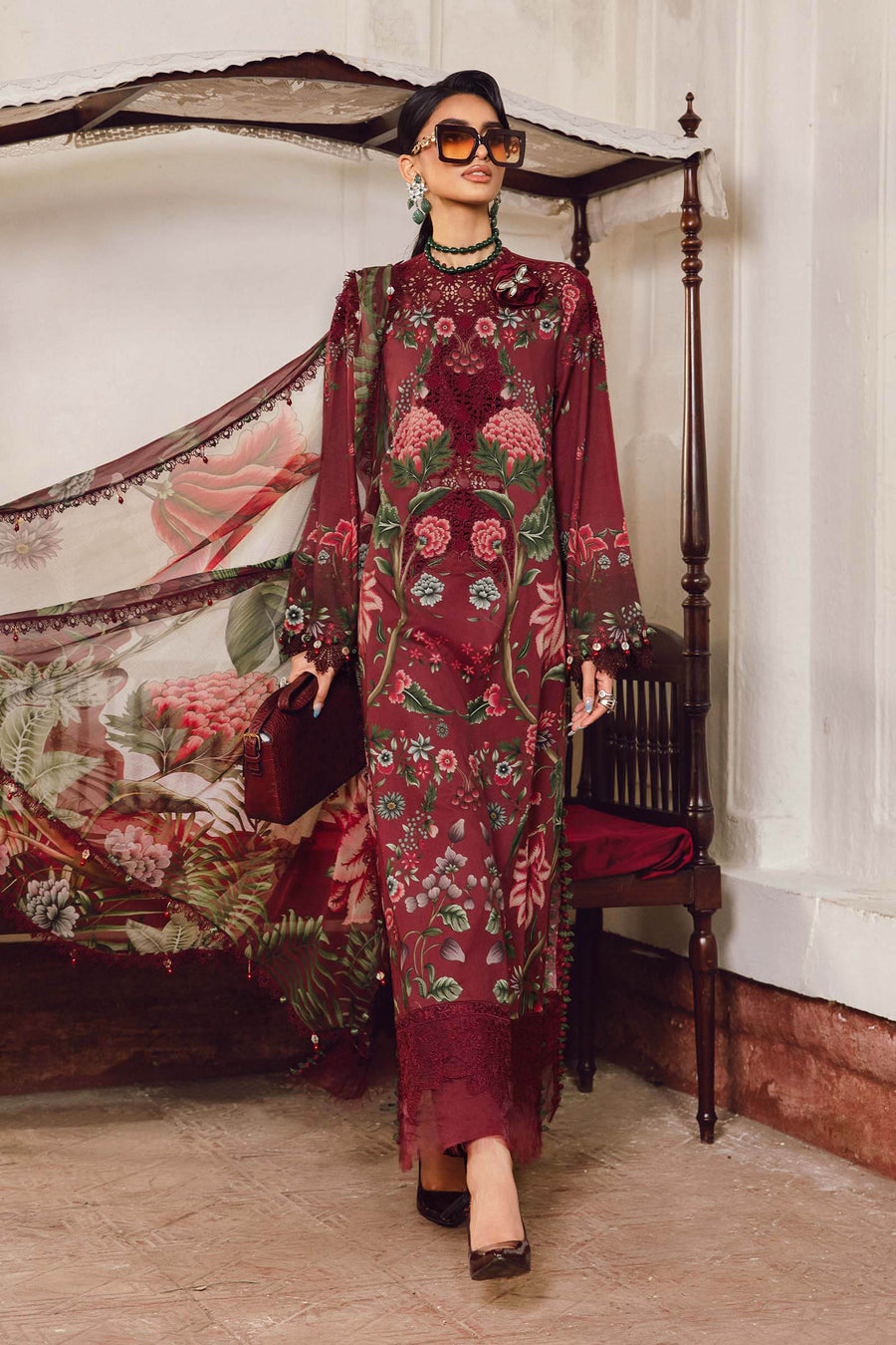 Maria.B MPrints Embroidered Cambric Unstitched 3Pc Suit MPT-2709-A