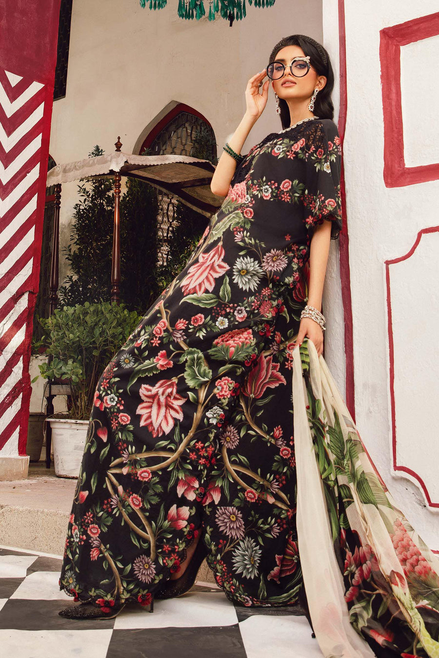 Maria.B MPrints Embroidered Cambric Unstitched 3Pc Suit MPT-2709-B