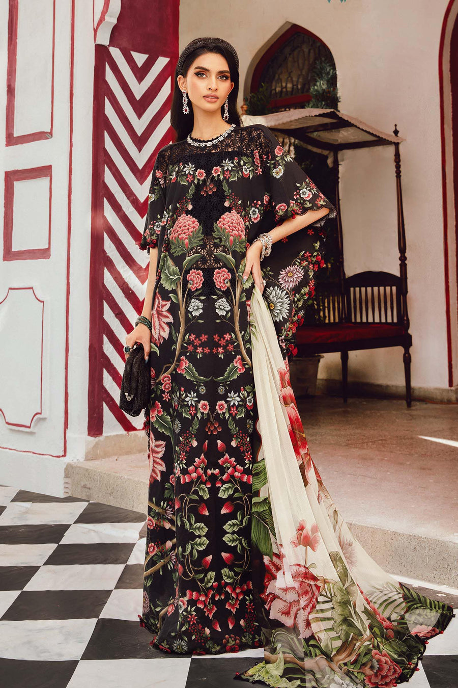 Maria.B MPrints Embroidered Cambric Unstitched 3Pc Suit MPT-2709-B
