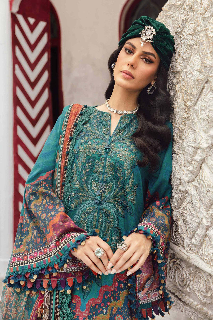 Maria.B MPrints Embroidered Cambric Unstitched 3Pc Suit MPT-2710-B