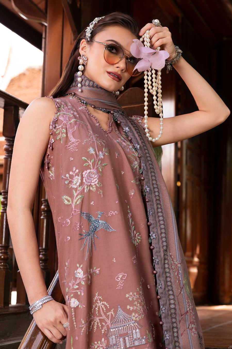 Maria.B MPrints Embroidered Twill Linen Unstitched 3Pc Suit MPT-2801-A