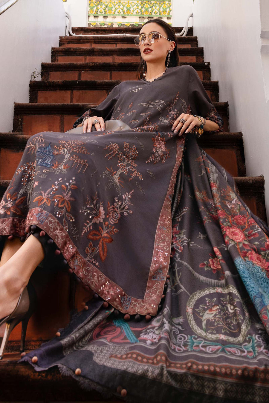 Maria.B MPrints Embroidered Twill Linen Unstitched 3Pc Suit MPT-2801-B