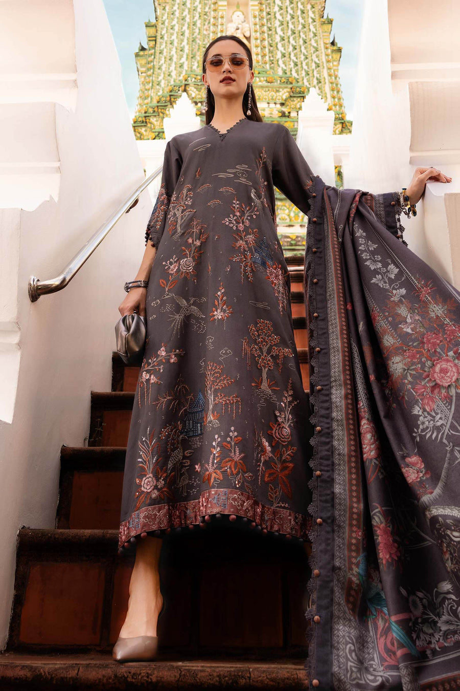 Maria.B MPrints Embroidered Twill Linen Unstitched 3Pc Suit MPT-2801-B