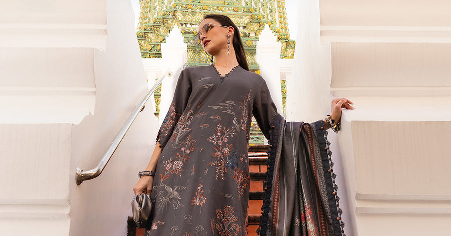 Maria.B MPrints Embroidered Twill Linen Unstitched 3Pc Suit MPT-2801-B