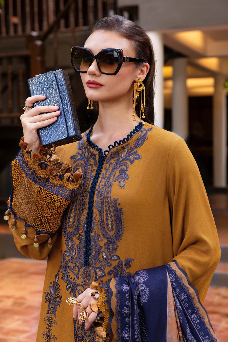 Maria.B MPrints Embroidered Twill Linen Unstitched 3Pc Suit MPT-2803-A