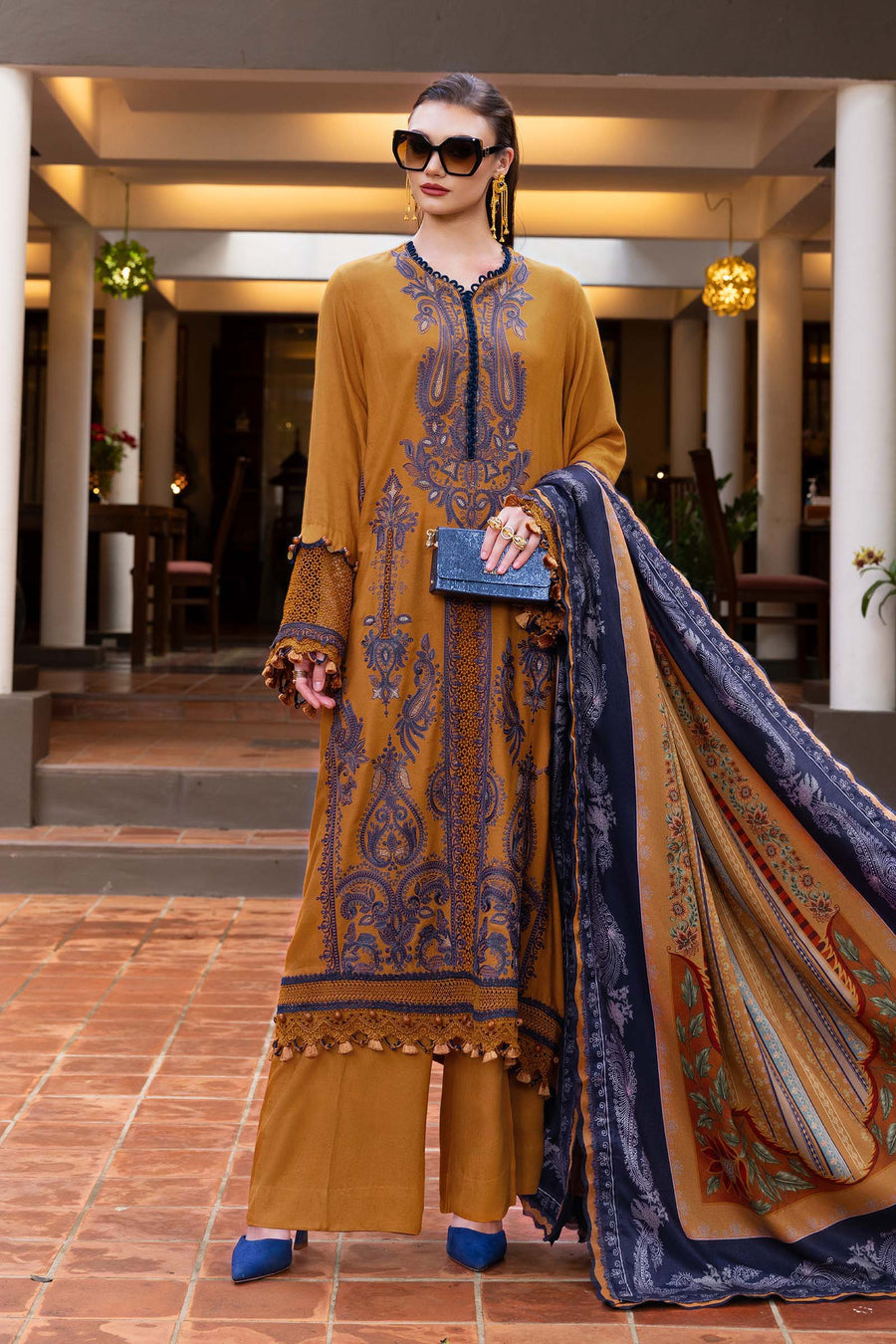 Maria.B MPrints Embroidered Twill Linen Unstitched 3Pc Suit MPT-2803-A