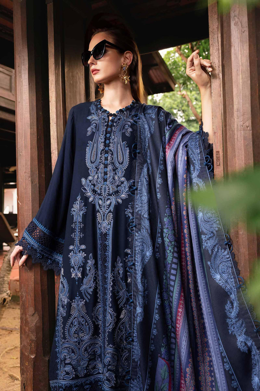 Maria.B MPrints Embroidered Twill Linen Unstitched 3Pc Suit MPT-2803-B