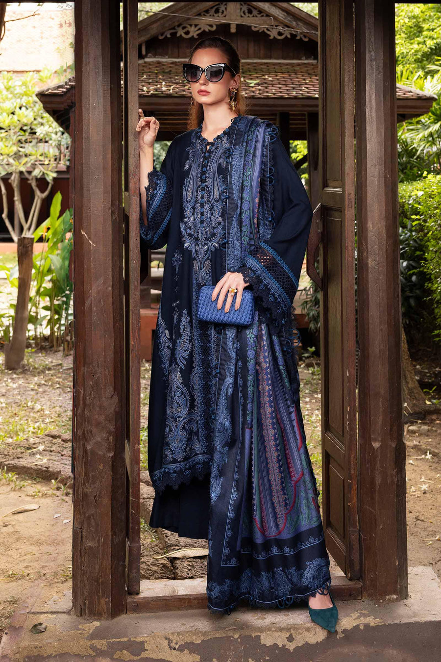Maria.B MPrints Embroidered Twill Linen Unstitched 3Pc Suit MPT-2803-B