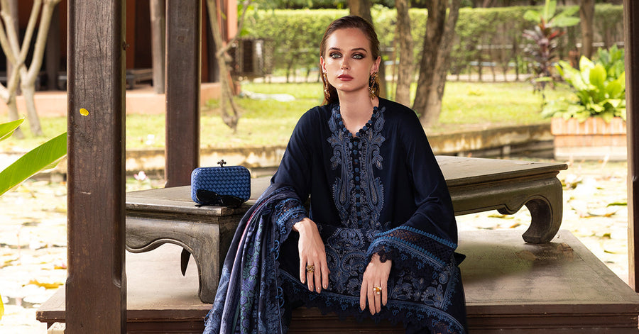 Maria.B MPrints Embroidered Twill Linen Unstitched 3Pc Suit MPT-2803-B