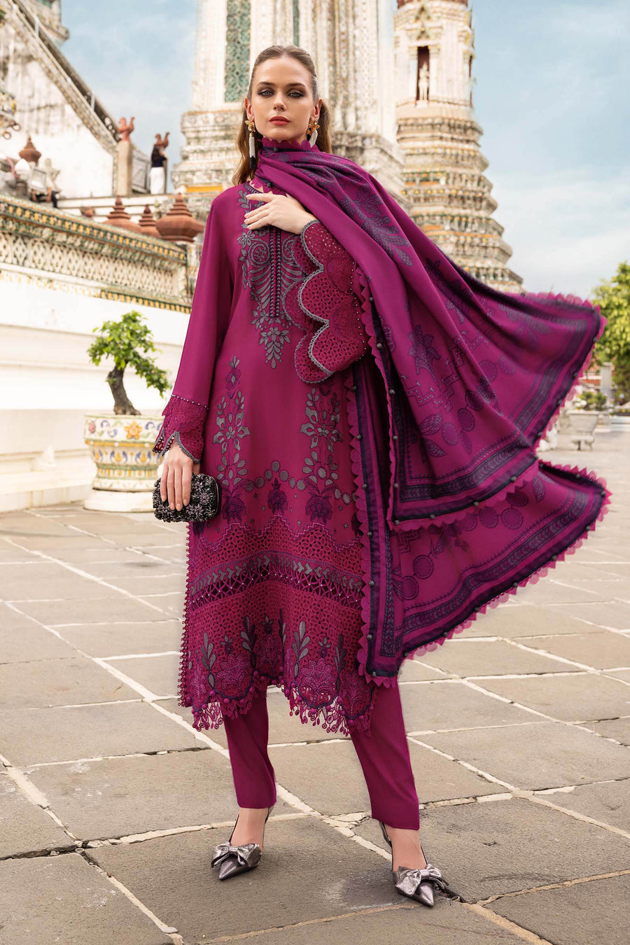 Maria.B MPrints Embroidered Twill Linen Unstitched 3Pc Suit MPT-2804-B