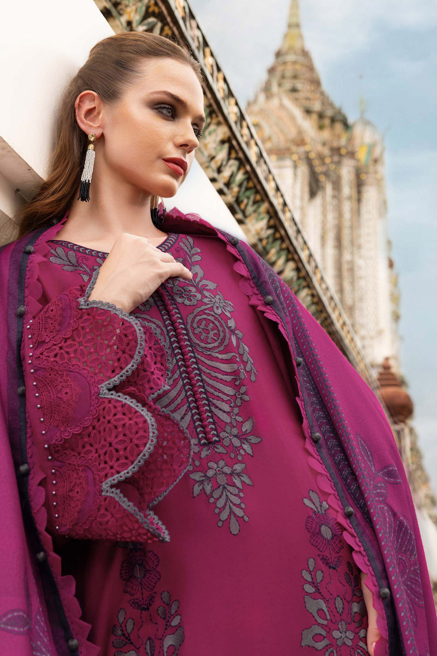 Maria.B MPrints Embroidered Twill Linen Unstitched 3Pc Suit MPT-2804-B