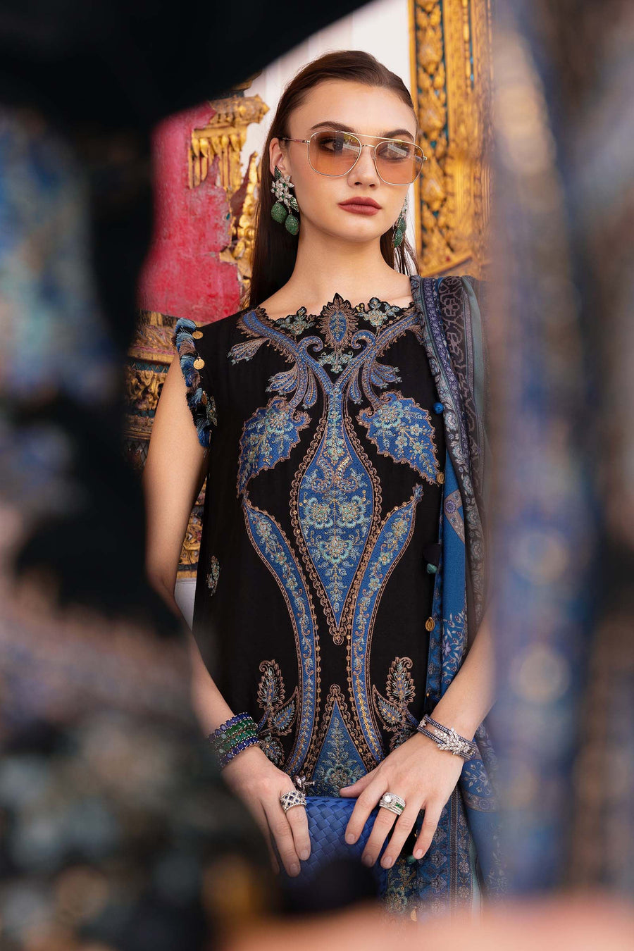 Maria.B MPrints Embroidered Twill Linen Unstitched 3Pc Suit MPT-2806-B