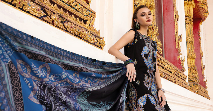 Maria.B MPrints Embroidered Twill Linen Unstitched 3Pc Suit MPT-2806-B