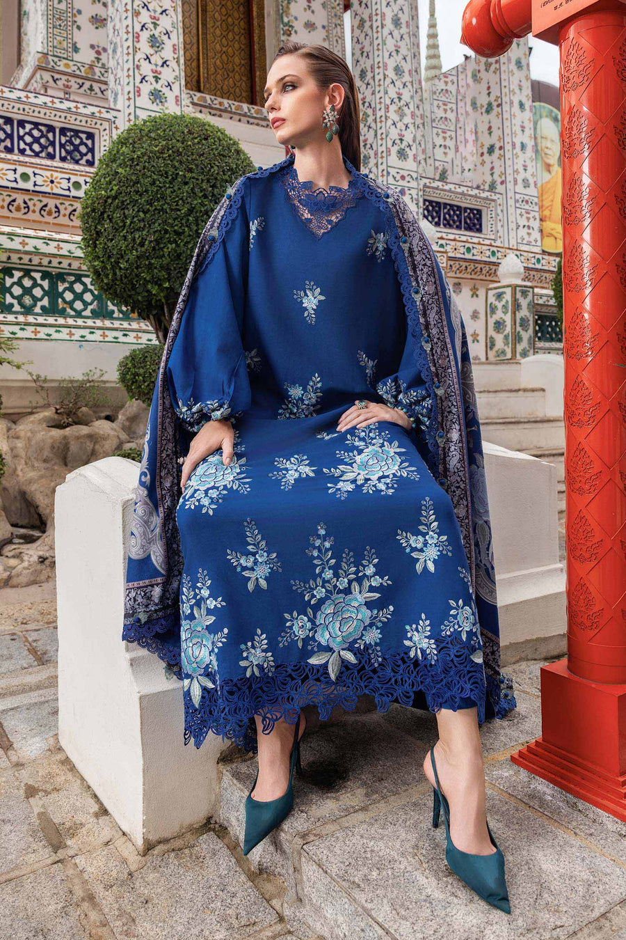 Maria.B MPrints Embroidered Twill Linen Unstitched 3Pc Suit MPT-2808-B