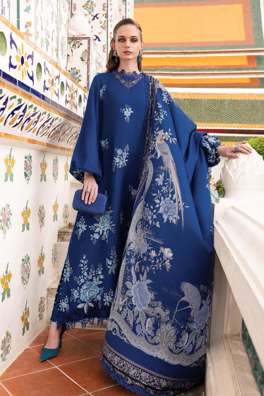 Maria.B MPrints Embroidered Twill Linen Unstitched 3Pc Suit MPT-2808-B