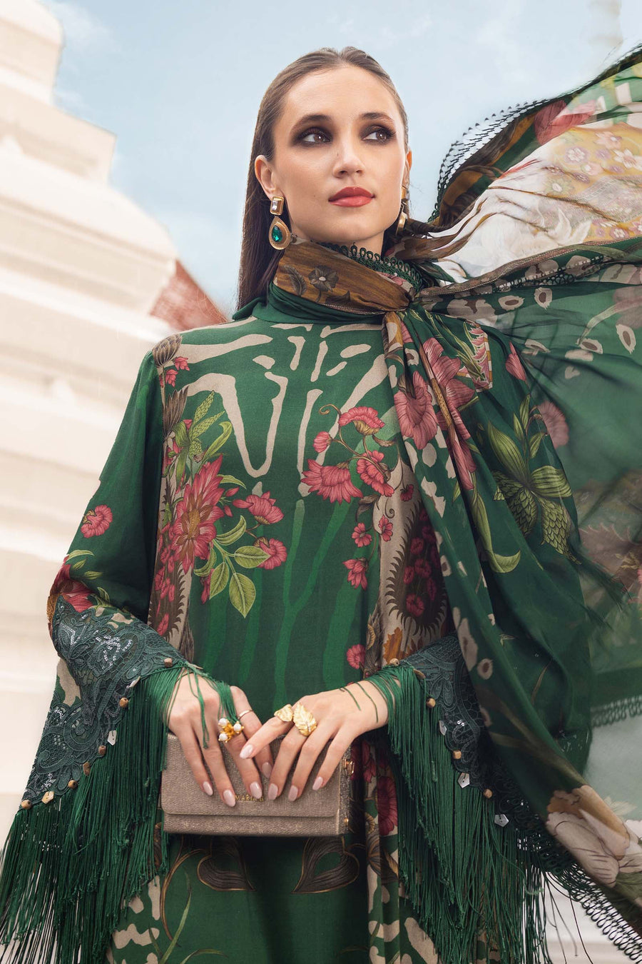 Maria.B MPrints Embroidered Linen Unstitched 3Pc Suit MPT-2810-A