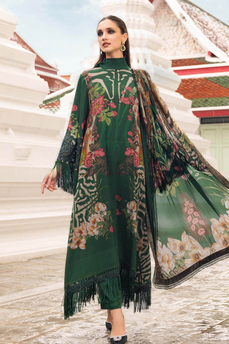 Maria.B MPrints Embroidered Linen Unstitched 3Pc Suit MPT-2810-A